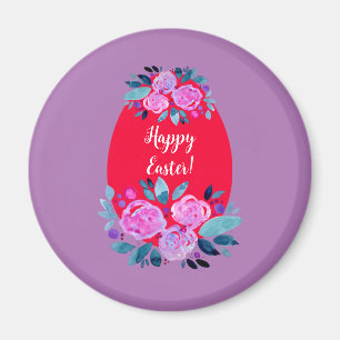 Happy Pawaterverf floral red egg Magneet