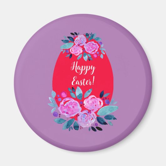 Happy Pawaterverf floral red egg Magneet (Voorkant)