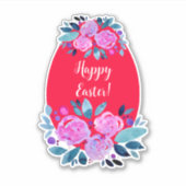 Happy Pawaterverf floral red egg Sticker (Voorkant)
