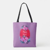 Happy Pawaterverf floral red egg Tote Bag (Achterkant)
