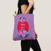 Happy Pawaterverf floral red egg Tote Bag (Dichtbij)