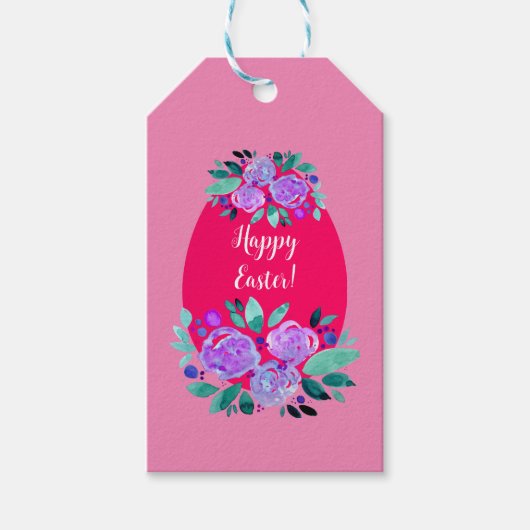 Happy Pawaterverf florroze ei Cadeaulabel (Voorkant)