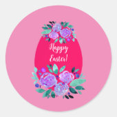 Happy Pawaterverf florroze ei Ronde Sticker (Voorkant)
