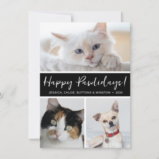 Happy Pawholidays 3 foto Feestdagenkaart (Voorkant)