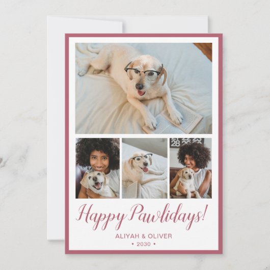 Happy Pawholidays 4 foto Feestdagenkaart (Voorkant)