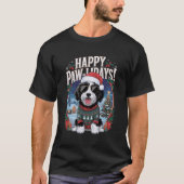 Happy Pawholidays Bernedoodle Kersthond Grappig T-shirt (Voorkant)
