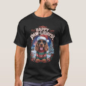 Happy Pawholidays Cocker Spaniel Kersthond Grappig T-shirt (Voorkant)