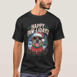 Happy Pawholidays Engelse Mastiff Dog Kerstplezier T-shirt