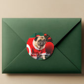 Happy Pawholidays Familie Hond Foto Kerstmis Ronde Sticker