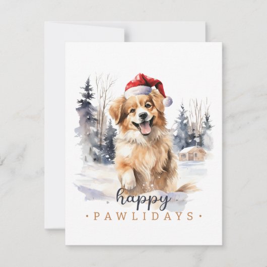 Happy Pawholidays Flat Christmas Kaart (Voorkant)