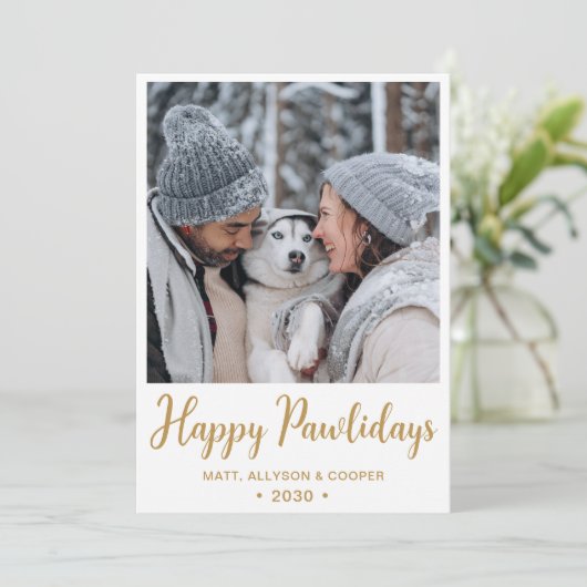 Happy Pawholidays foto Feestdagenkaart (Staand voorkant)