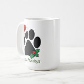 Happy Pawholidays Fun Santa Paw Print Kerst Mok (Voorkant links)