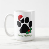 Happy Pawholidays Fun Santa Paw Print Kerst Mok (Links)