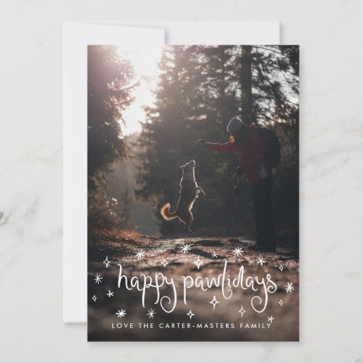 Happy Pawholidays Fun Stars Hondenfoto Feestdagenkaart (Voorkant)