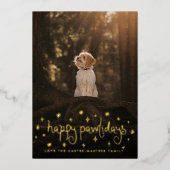 Happy Pawholidays Fun Stars Hondenfoto Folie Feestdagenkaart (Voorkant)