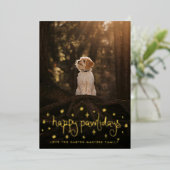 Happy Pawholidays Fun Stars Hondenfoto Folie Feestdagenkaart (Staand Voorkant)