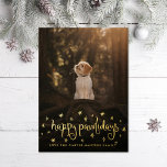 Happy Pawholidays Fun Stars Hondenfoto Folie Feestdagenkaart<br><div class="desc">Happy Pawholidays in leuk krullend type met sterren. Voeg een foto op de achterkant of een bericht toe. Voor elk huisdier met poten!</div>