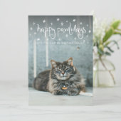Happy Pawholidays Fun Stars Kattenfoto Feestdagenkaart (Staand voorkant)