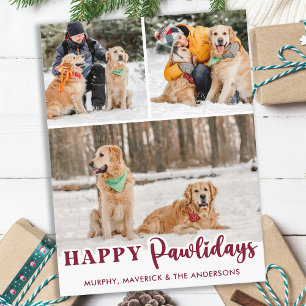 Happy Pawholidays Gepersonaliseerde moderne hond 3 Feestdagenkaart
