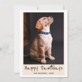 Happy Pawholidays Grappige Pun Pet Foto Feestdagenkaart (Voorkant)