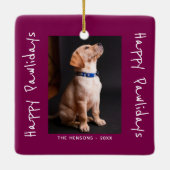 Happy Pawholidays Grappige Pun Pet Foto Keramisch Ornament (Achterkant)