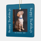 Happy Pawholidays Grappige Pun Pet Foto Keramisch Ornament (Links)