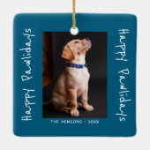 Happy Pawholidays Grappige Pun Pet Foto Keramisch Ornament (Achterkant)