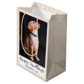 Happy Pawholidays Grappige Pun Pet Foto Medium Cadeauzakje (Achterkant Gekanteld)