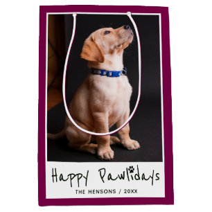 Happy Pawholidays Grappige Pun Pet Foto Medium Cadeauzakje
