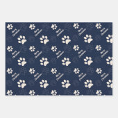 Happy Pawholidays Hond Blauw Plaid Kerstmis Inpakpapier Vel (Voorkant 3)