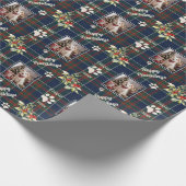 Happy Pawholidays Hond Blauw Rood Groen Geplaagd K Cadeaupapier (Hoek)