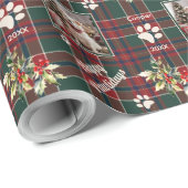 Happy Pawholidays Hond Groen Rood Geplaagd Kerstmi Cadeaupapier (Rol Hoek)