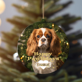 Happy Pawholidays Hond Puppy Pet Heart Bone Foto Keramisch Ornament