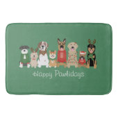 Happy Pawholidays Honden Rood Groen Badmat (Voorkant)