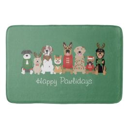 Happy Pawholidays Honden Rood Groen Badmat