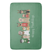 Happy Pawholidays Honden Rood Groen Badmat (Voorkant Verticaal)