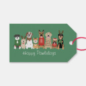 Happy Pawholidays Honden Rood Groen Cadeaulabel (Voorkant (Horizontaal))