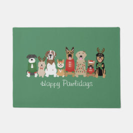 Happy Pawholidays Honden Rood Groen Deurmat