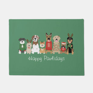 Happy Pawholidays Honden Rood Groen Deurmat
