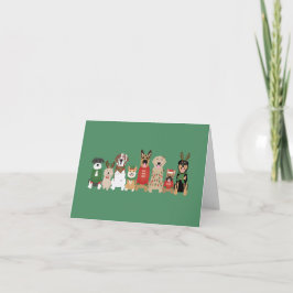 Happy Pawholidays Honden Rood Groen Feestdagen Kaart