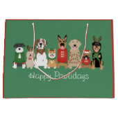 Happy Pawholidays Honden Rood Groen Groot Cadeauzakje (Voorkant)