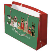Happy Pawholidays Honden Rood Groen Groot Cadeauzakje (Achterkant Gekanteld)