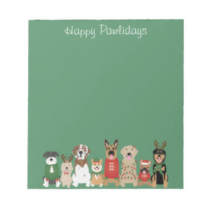 Happy Pawholidays Honden Rood Groen Notitieblok