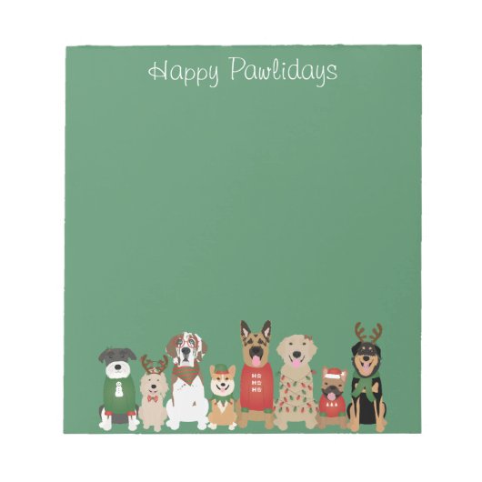 Happy Pawholidays Honden Rood Groen Notitieblok (Voorkant)