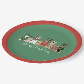 Happy Pawholidays Honden Rood Groen Papieren Bordje (Gekanteld)