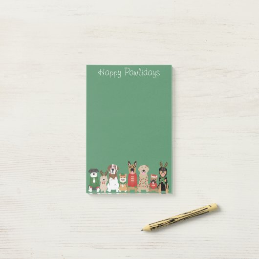 Happy Pawholidays Honden Rood Groen Post-it® Notes (Op bureau)