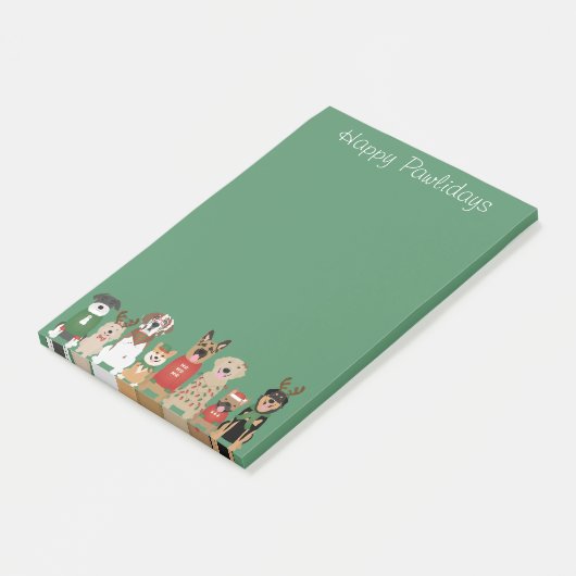 Happy Pawholidays Honden Rood Groen Post-it® Notes (Schuin)