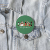 Happy Pawholidays Honden Rood Groen Ronde Button 7,6 Cm (In situ)