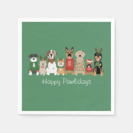 Happy Pawholidays Honden Rood Groen Servet