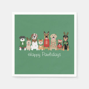 Happy Pawholidays Honden Rood Groen Servet